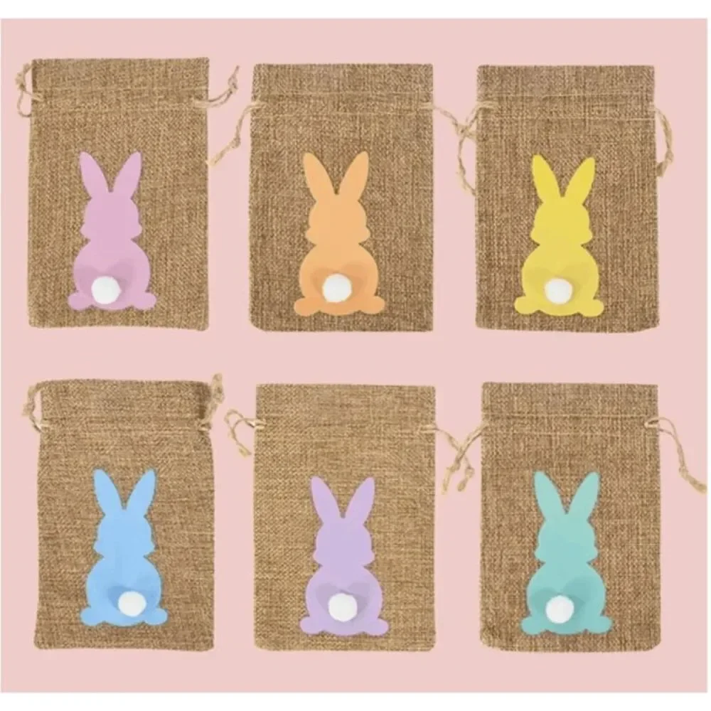 6pcs Bunny Rabbit Pompom Treat Gift Bag